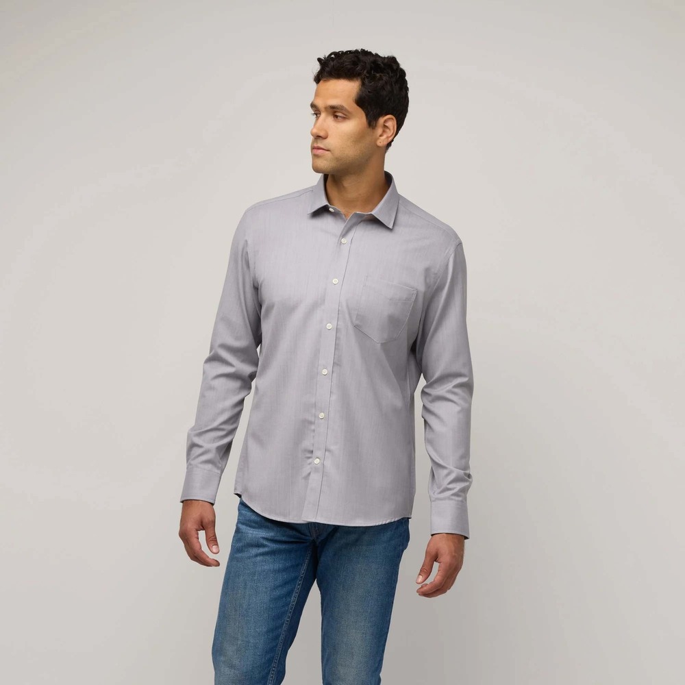 Wool & Prince Mens Slim Fit 100% Merino Wool Button Down Shirt Gray Size Medium